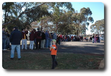 People waiting for telescope tour at 11:01