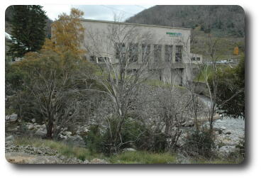 Power station, a cement building with big windows