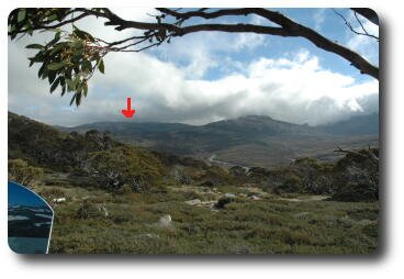 Mountains, cloud covered tops, including Mt. Kosciuszko