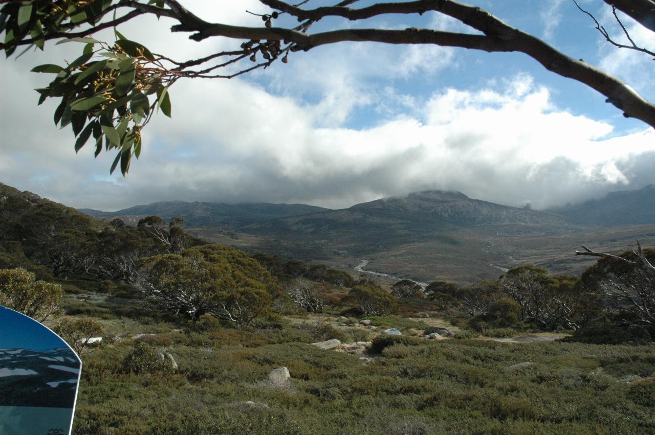 Mountains, cloud covered tops, including Mt. Kosciuszko
