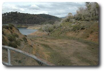 Dried out earthen spillway