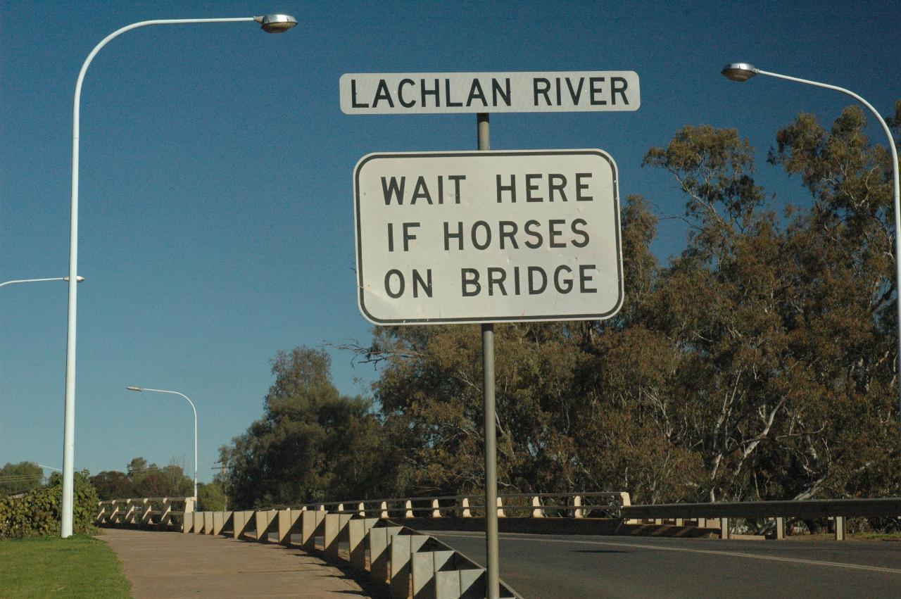 Sign on bridge: 