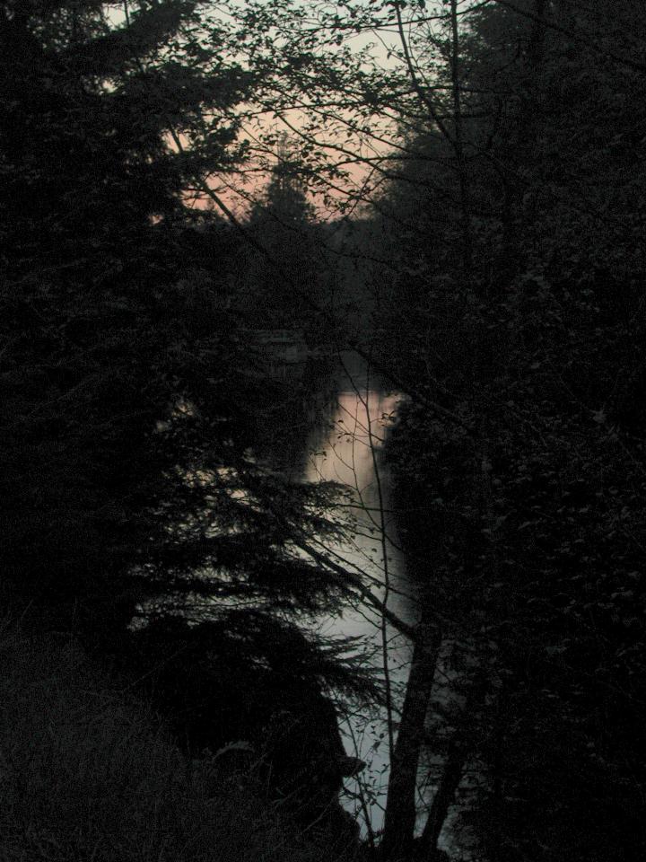 Sunset over Snoqualmie River, above Falls, just off I-90