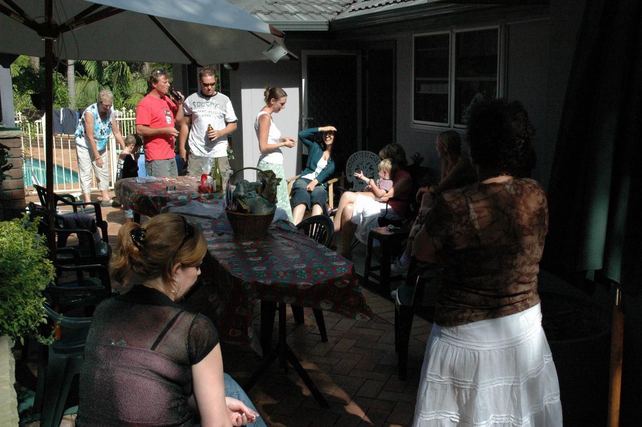 General scene at Currey's during Nat's farewell before returning to London