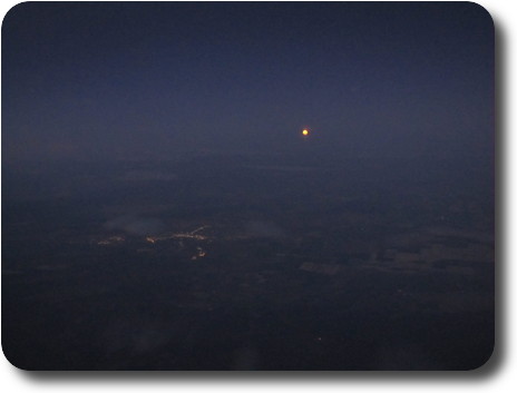 Moon rising over Medford, after sunset