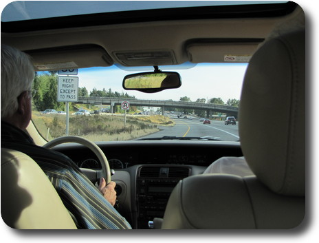 View through windscreen of Bill McKinley's car