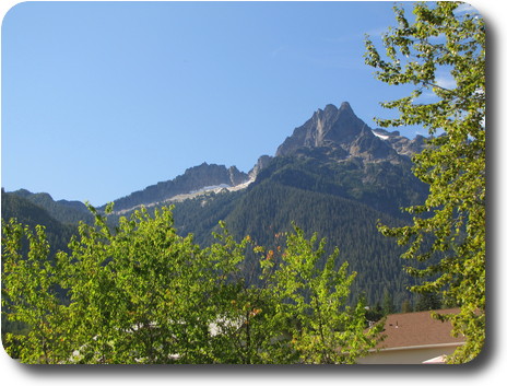 Jagged mountain peak with remnants of glaciers