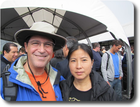 Man and woman in waiting line