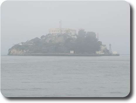 View of Alcatraz with thinning fog