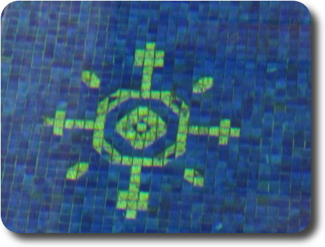 Mosaic tile pattern in cross shape with rectangle in centre