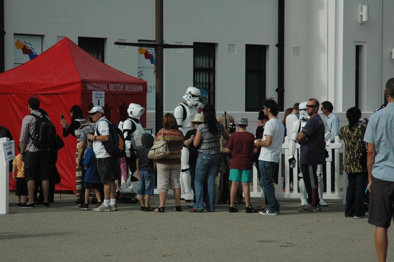 People queued up waiting to enter exhibition