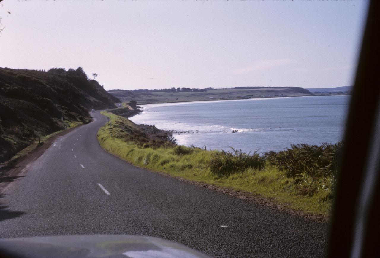 Road hugging the coast, just a few metres above ocean