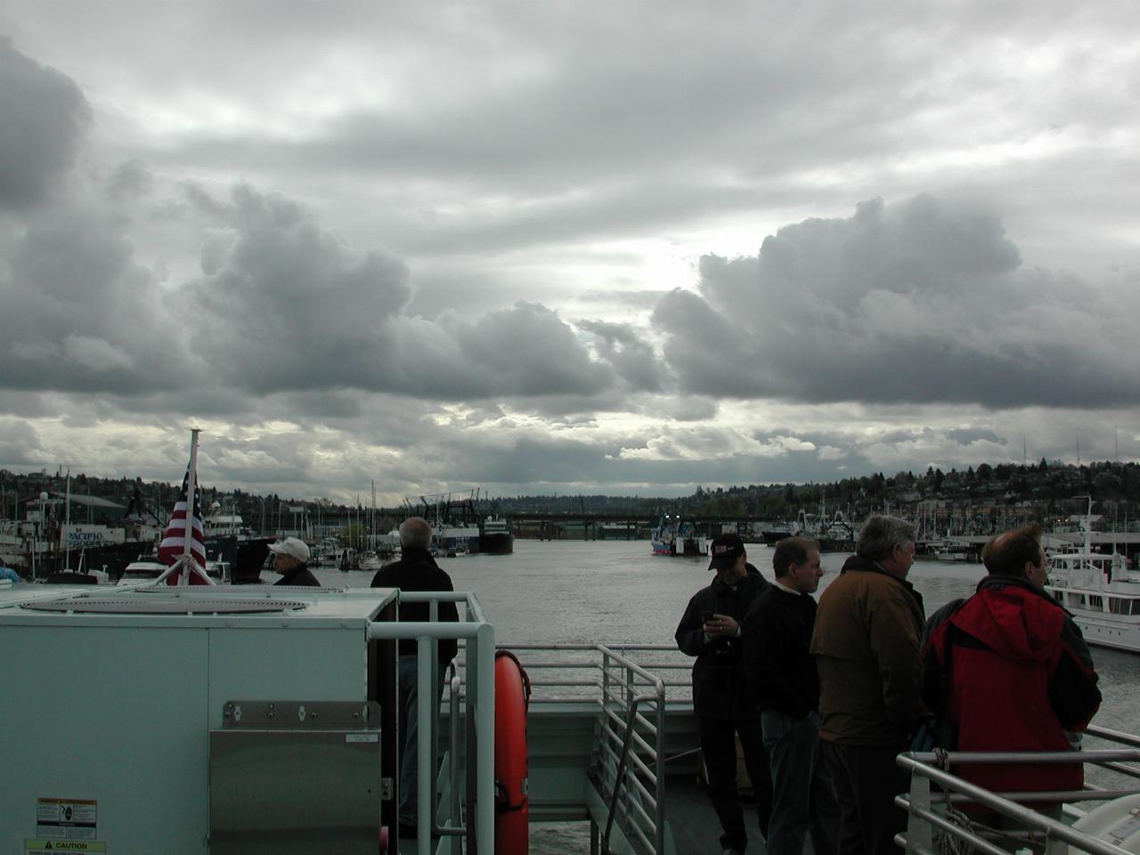 Looking back over the stern towards Ballard Bridge