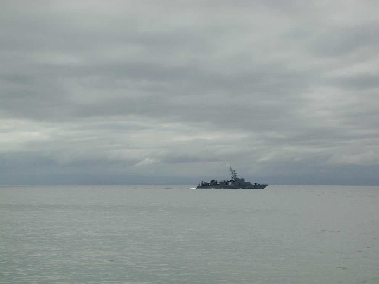 Naval vessel on patrol in the Strait of Juan de Fuca