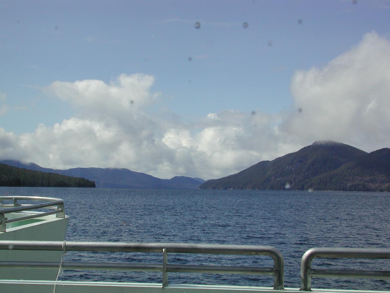 Burst of sunshine between Gribbel (right) and Princess Royal Islands, BC