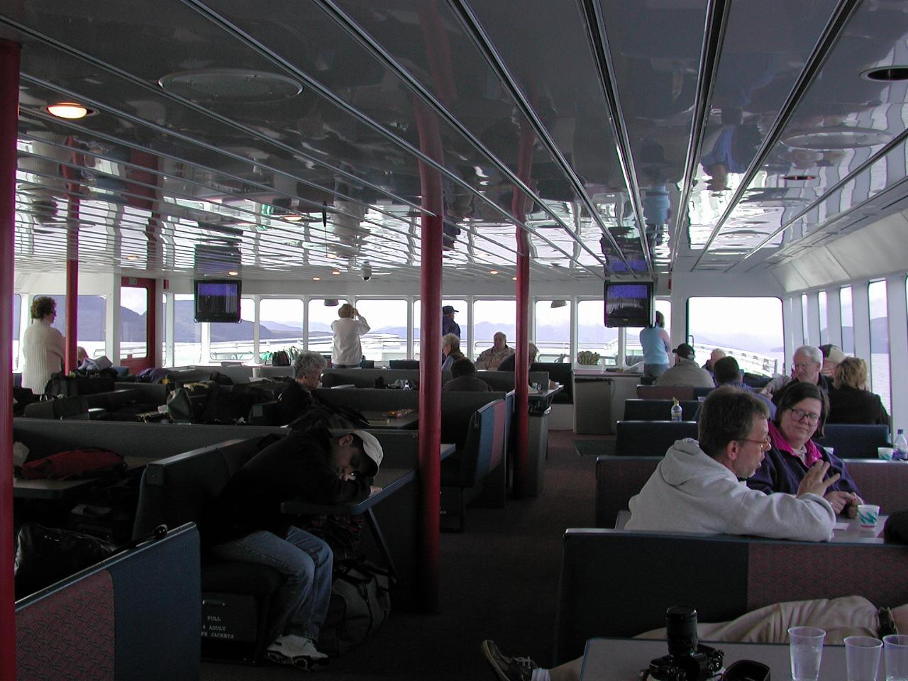 Inside the boat as we pass south of Gribble Island, BC