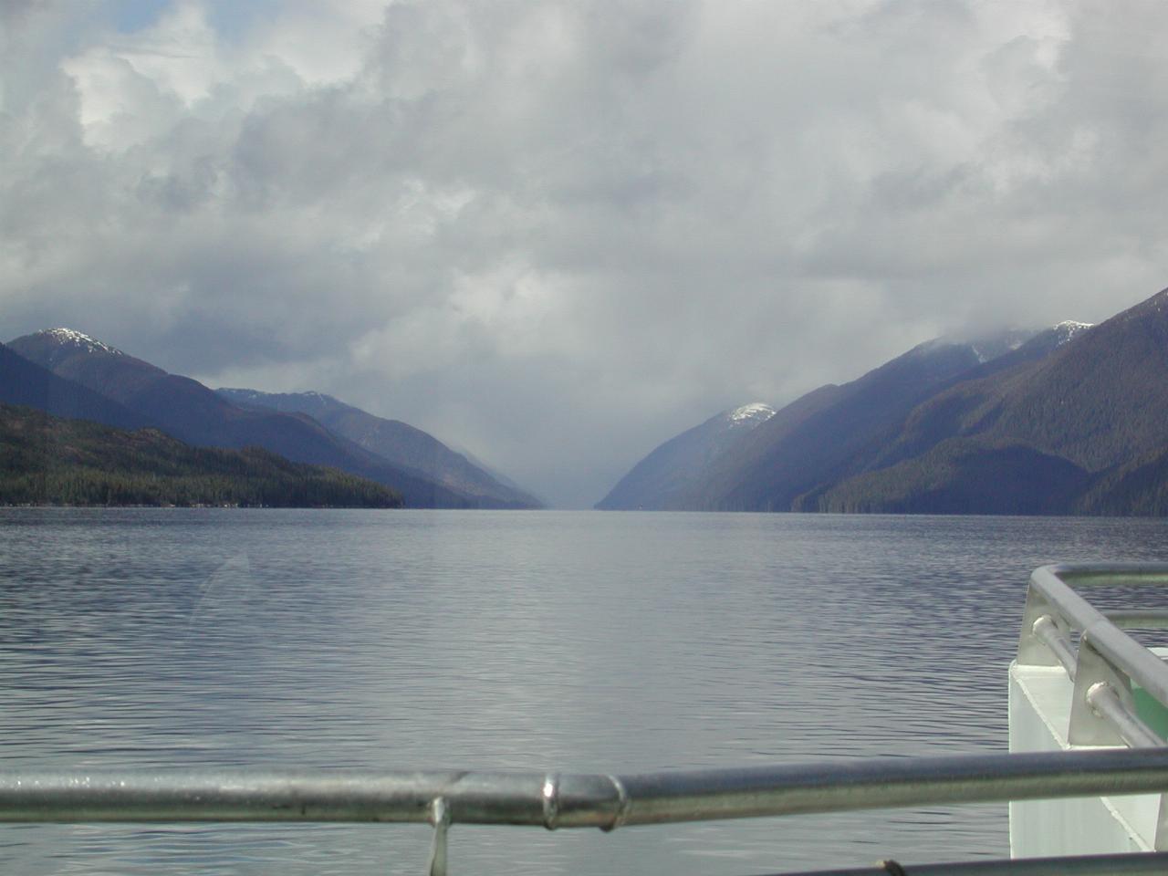 Heading into Grenville Channel, between Pitt Island (left) and mainland BC