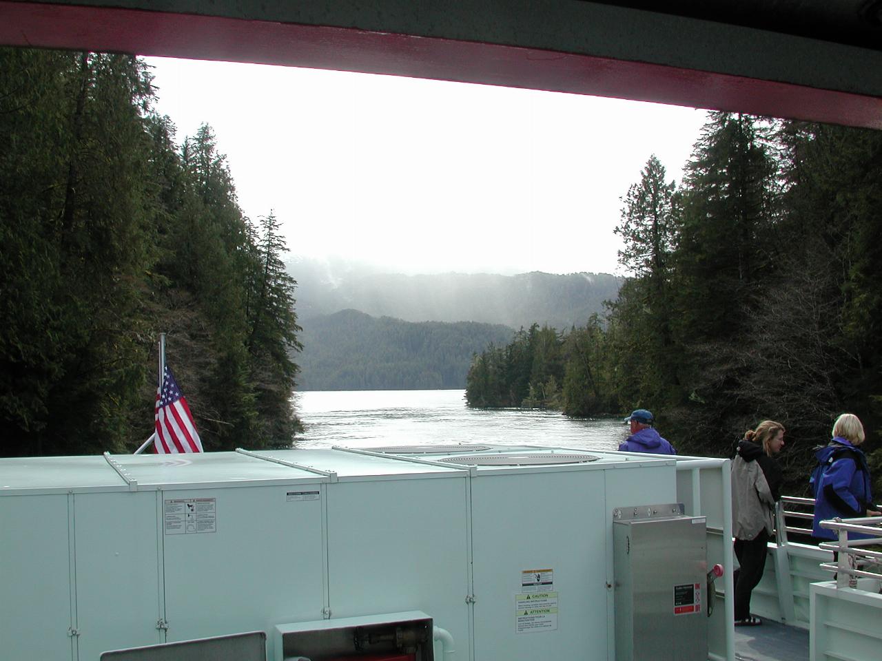 Looking back down inlet to Grenville Channel as boat enters inlet off Grenville Channel, BC