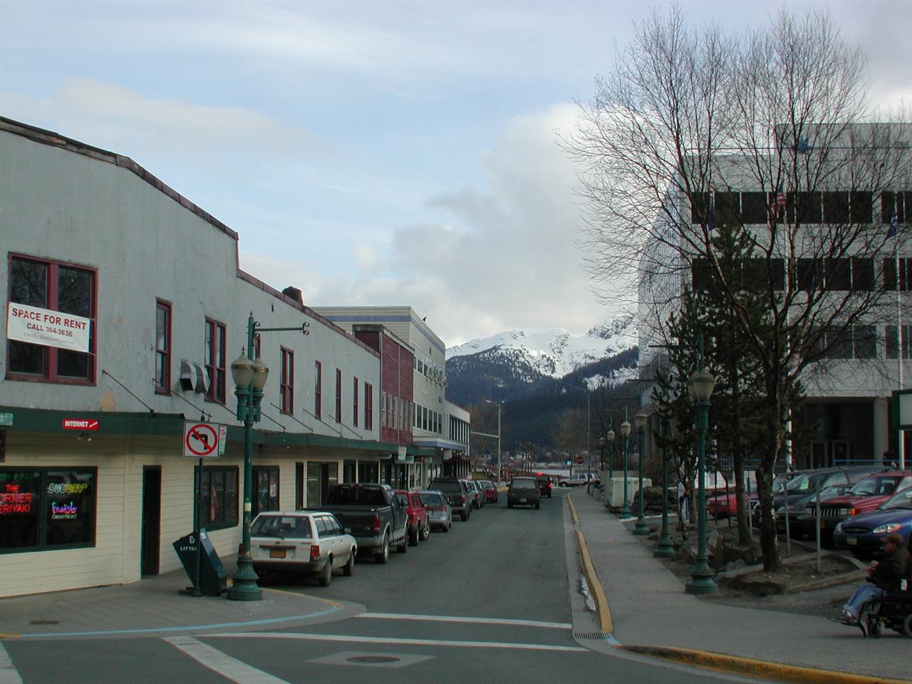 Old and new Juneau frame this view of Douglas Island