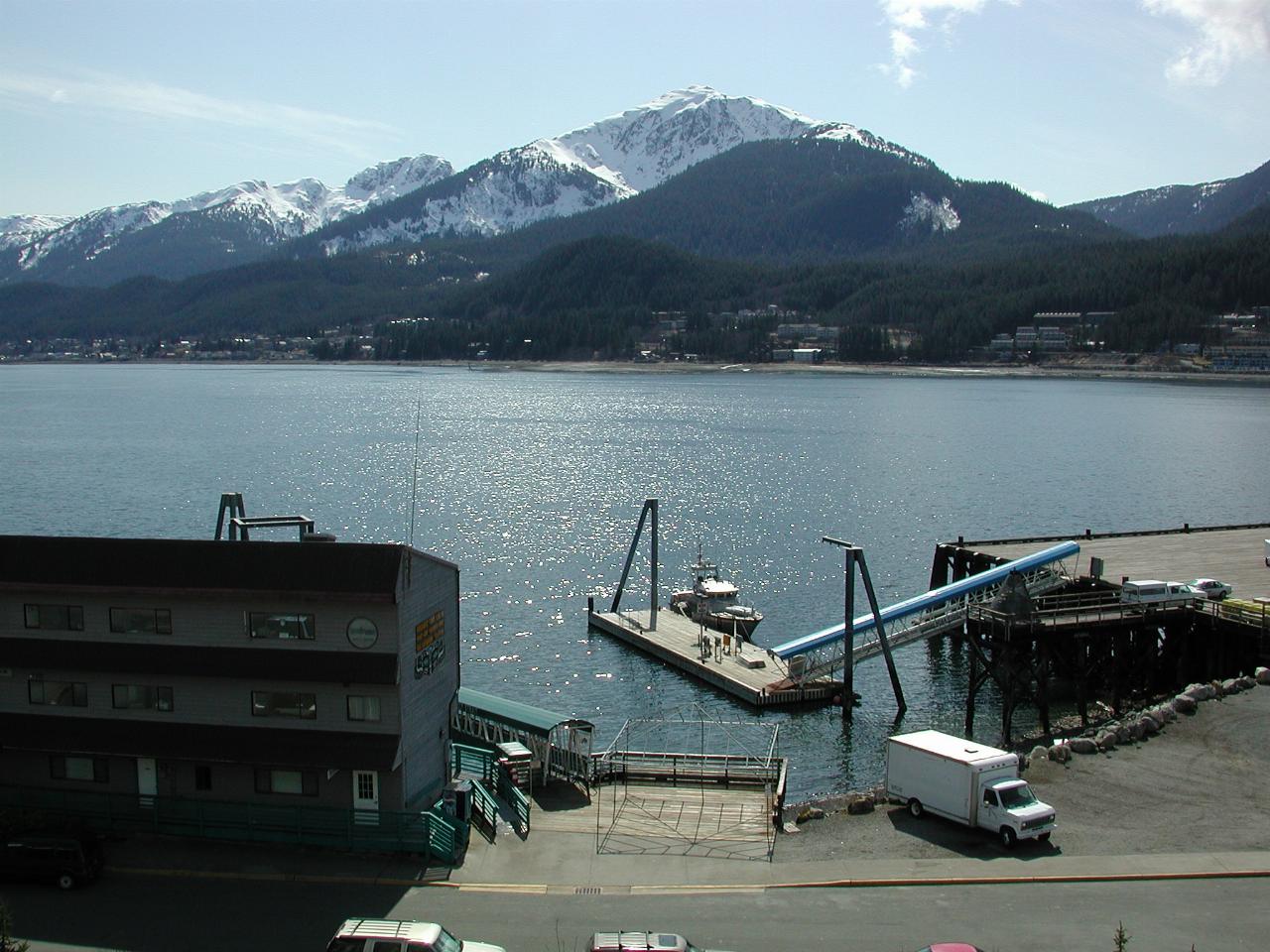 Goldbelt Hotel room view over Gastineau Channel and Douglas Island