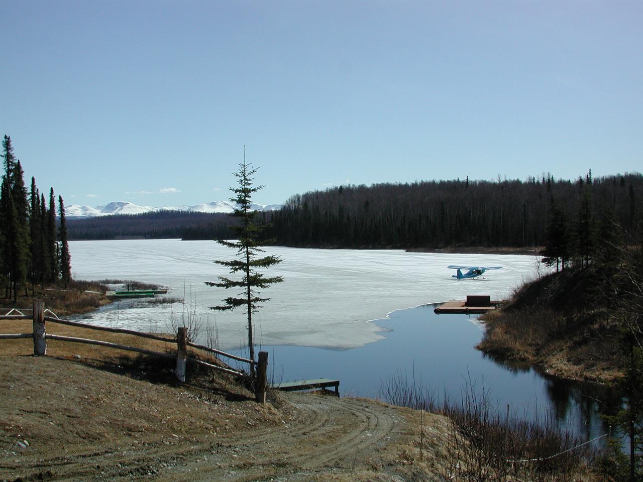 Plane on frozen lake on Talkeetna road