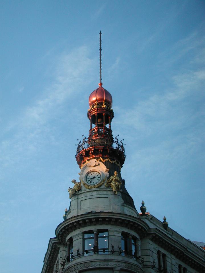 Sunrise on an interesting building ornament