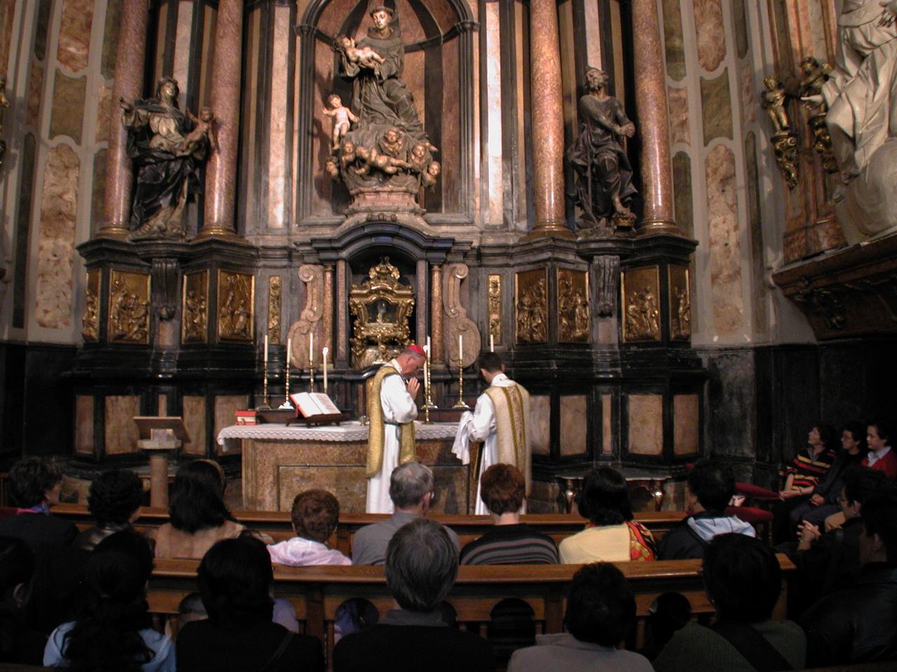 Mass in St. Anthony's Chapel in Basilica of Our Lady of Pilar in Zaragoza