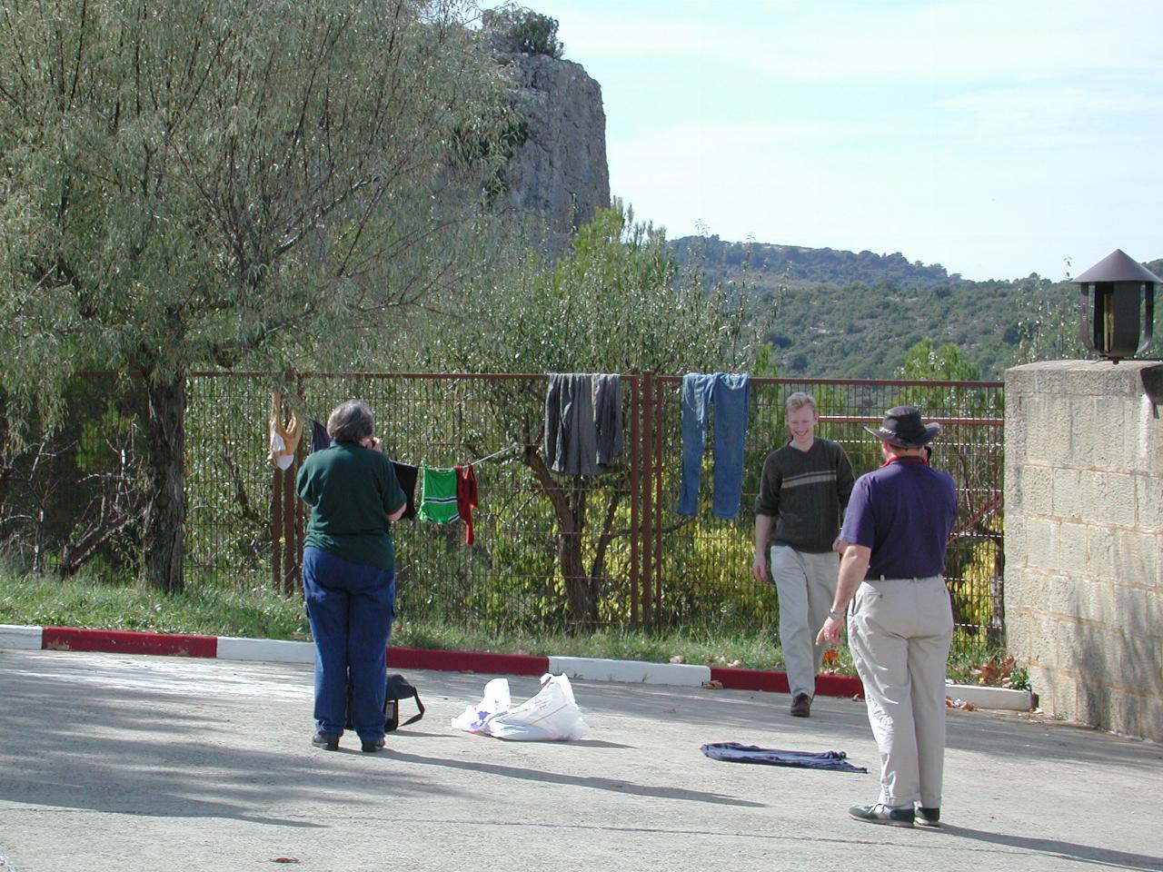 Ah, getting the washing dry during a delay at Torreciudad Shrine
