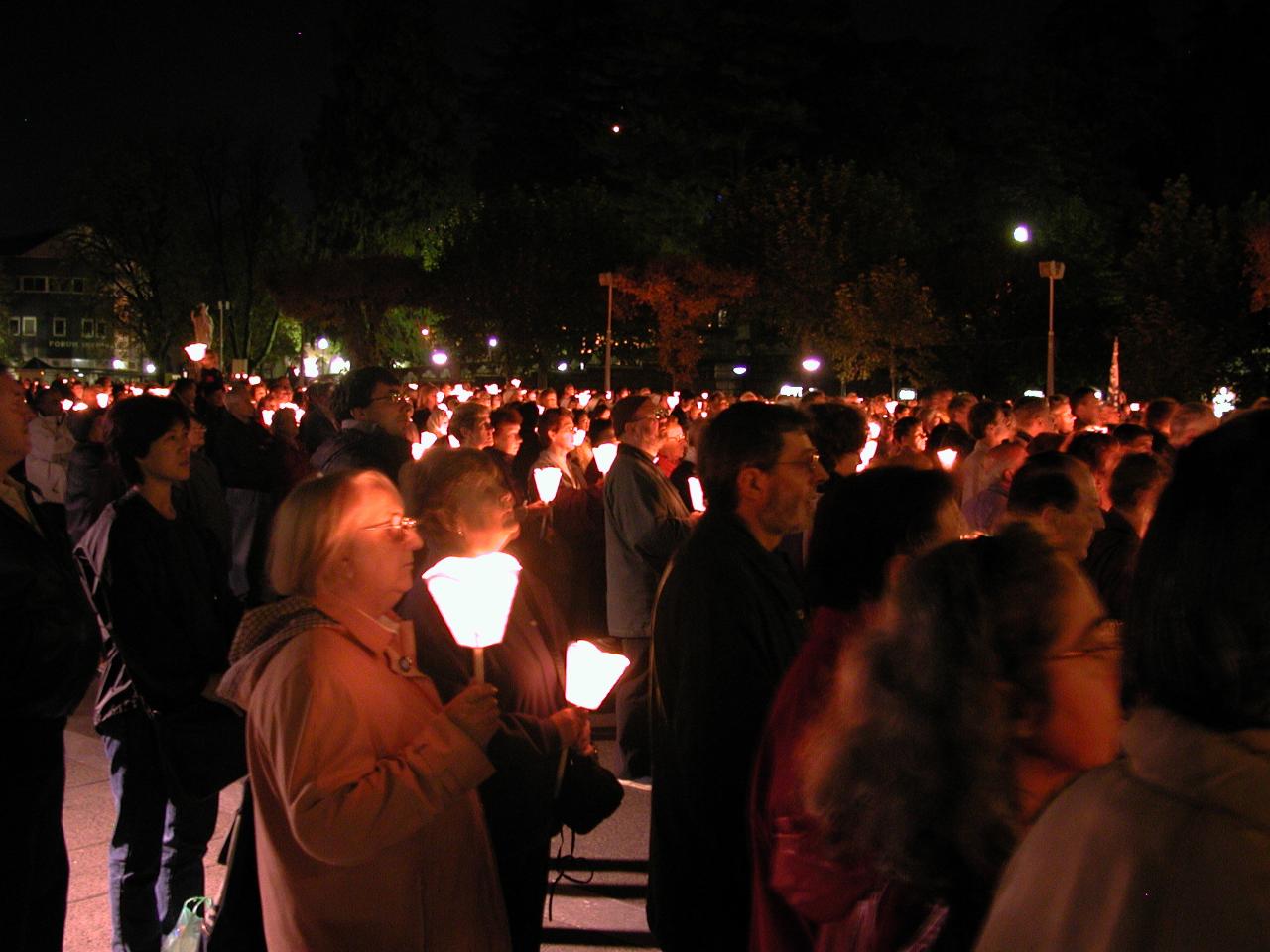 Gathering around the cathedral at end of procession