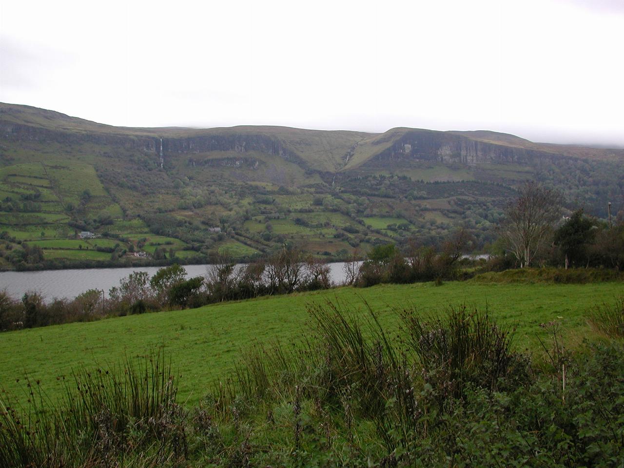 Drumcliff River Valley & Glencar Lake just east of Sligo, Eire and Benbullen - the mountain at the far left end