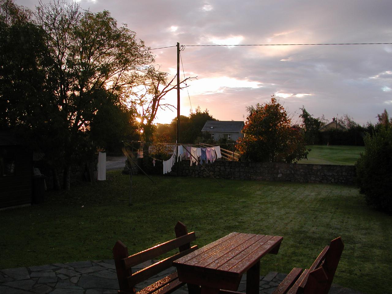 Sunrise from breakfast room of B & B in Adare