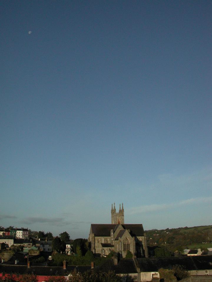 Moon set over Bandon from St. Pats (Church of Ireland)