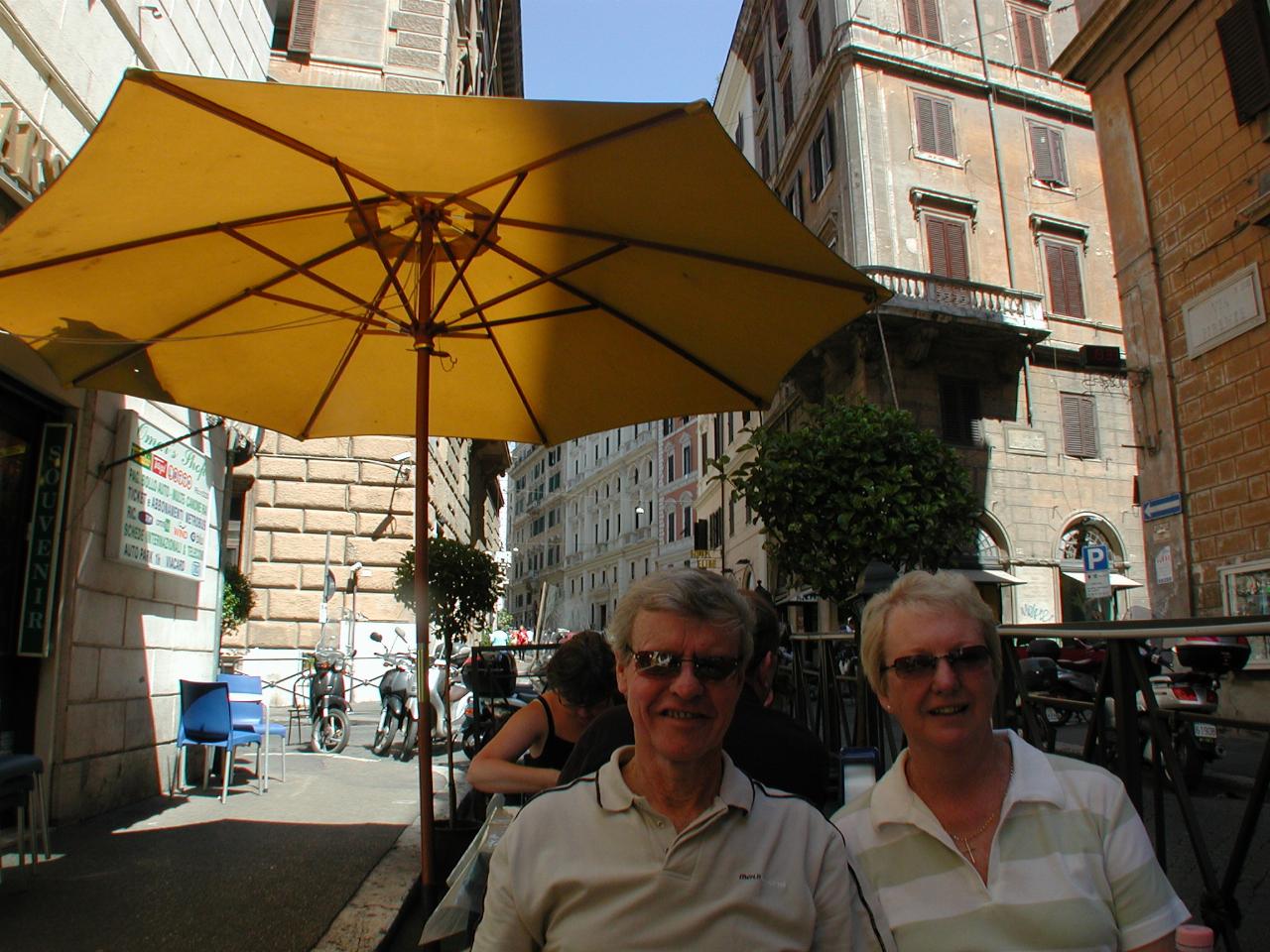 Time for some refreshment in a Roman street cafe