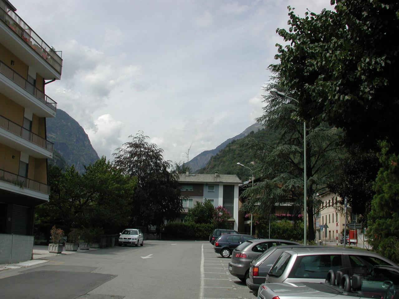 From front of restaurant in Tirano, looking into Switzerland and Bernina Pass