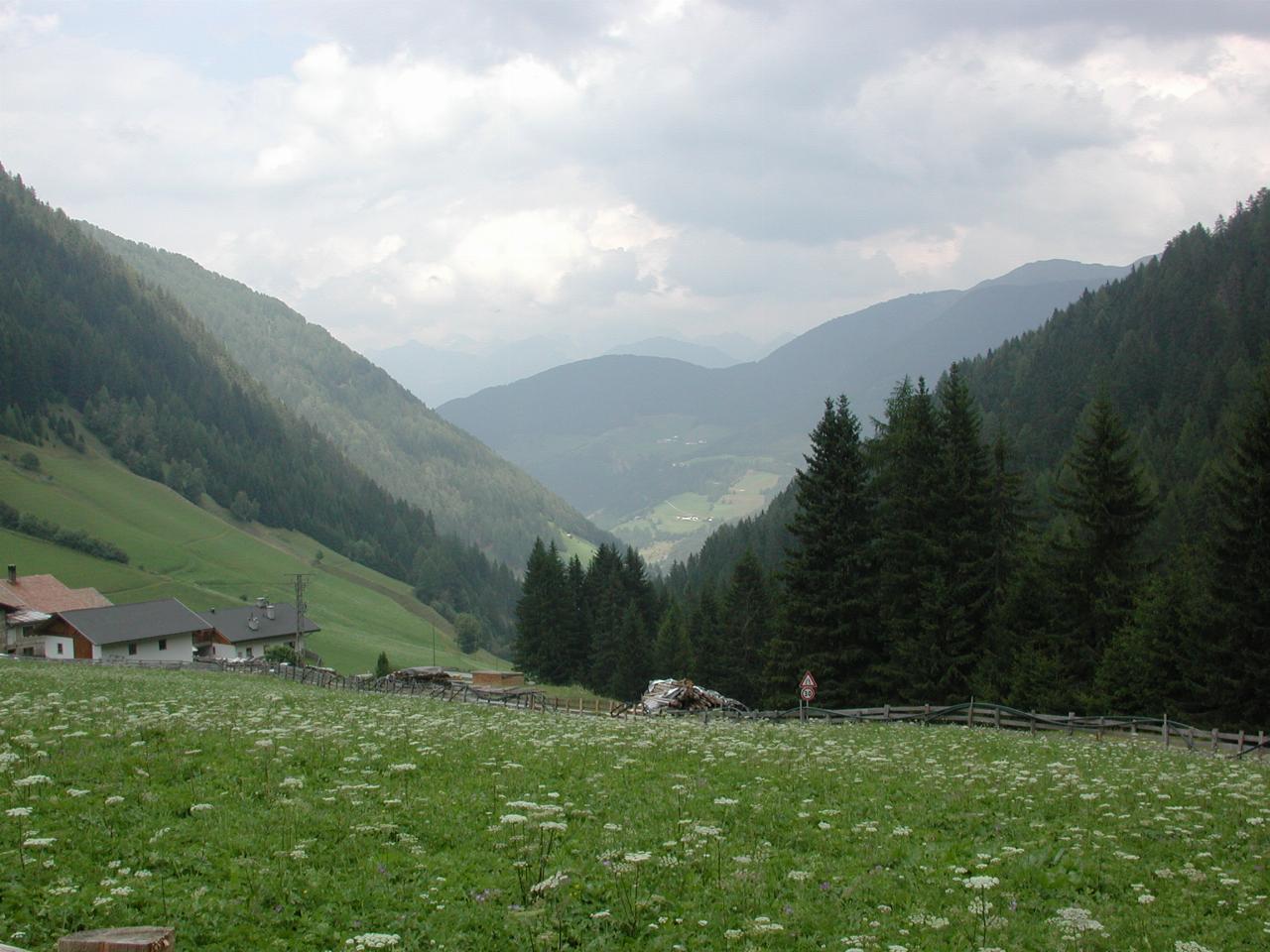 End of the road; out of Vipiteno, to WALKING trail to Jaufen Pass! Looking back towards Vipiteno