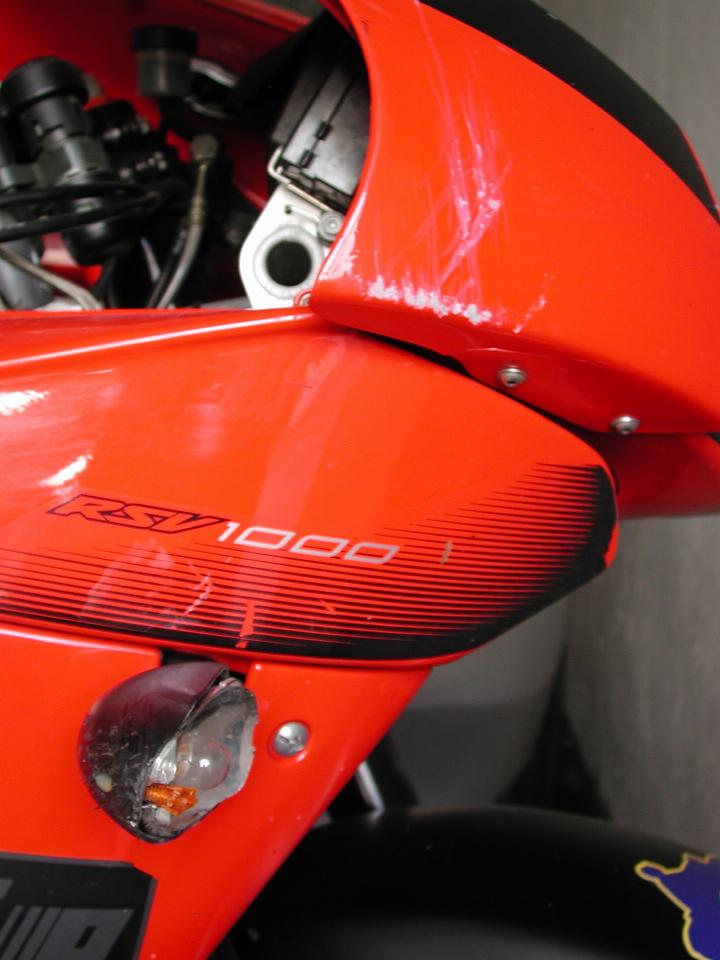 A slightly mangled Aprilia after a mishap north of Como