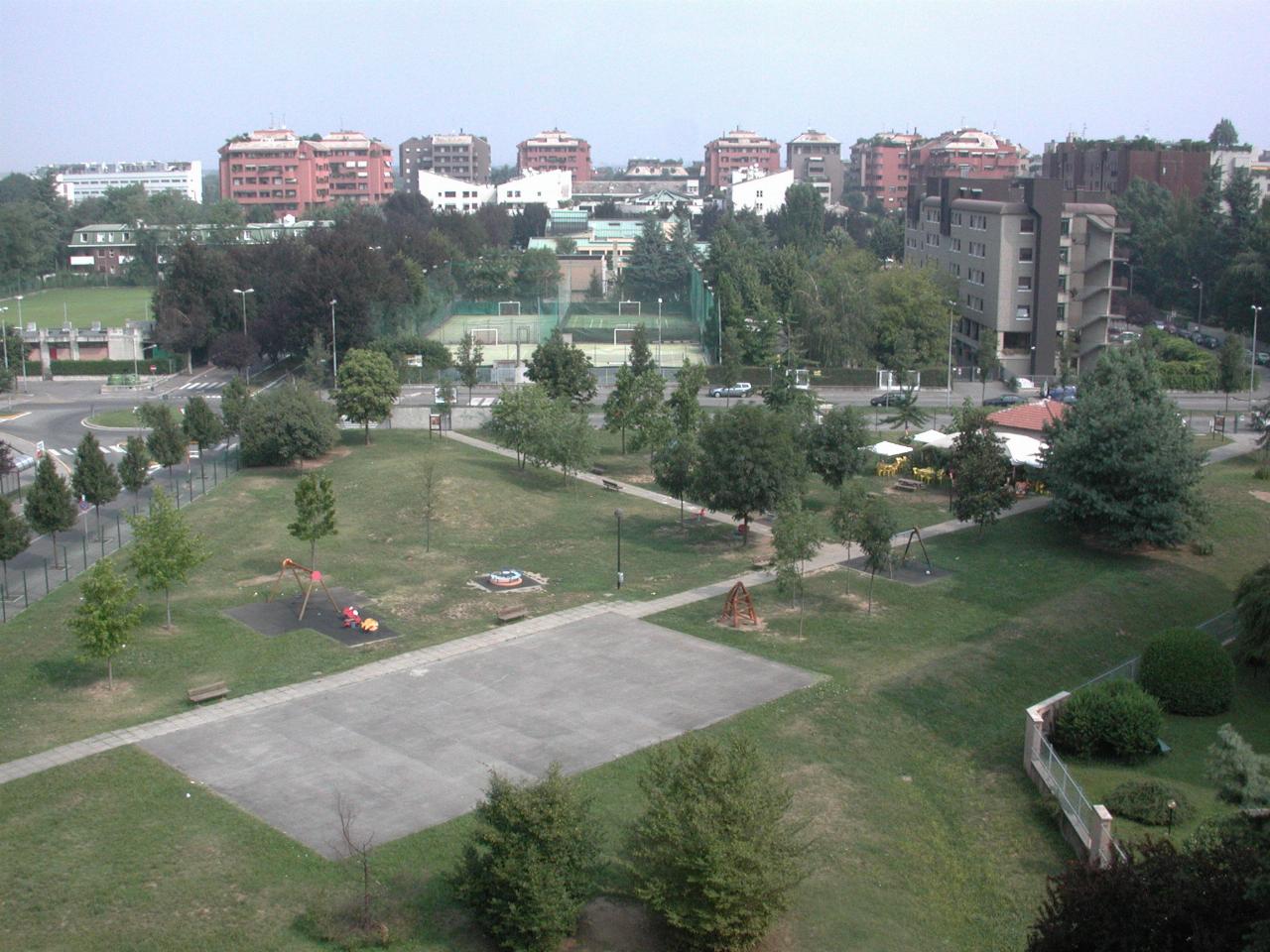 View from Jon & Sue's apartment in Monza; Dolomites in background, obscured by haze