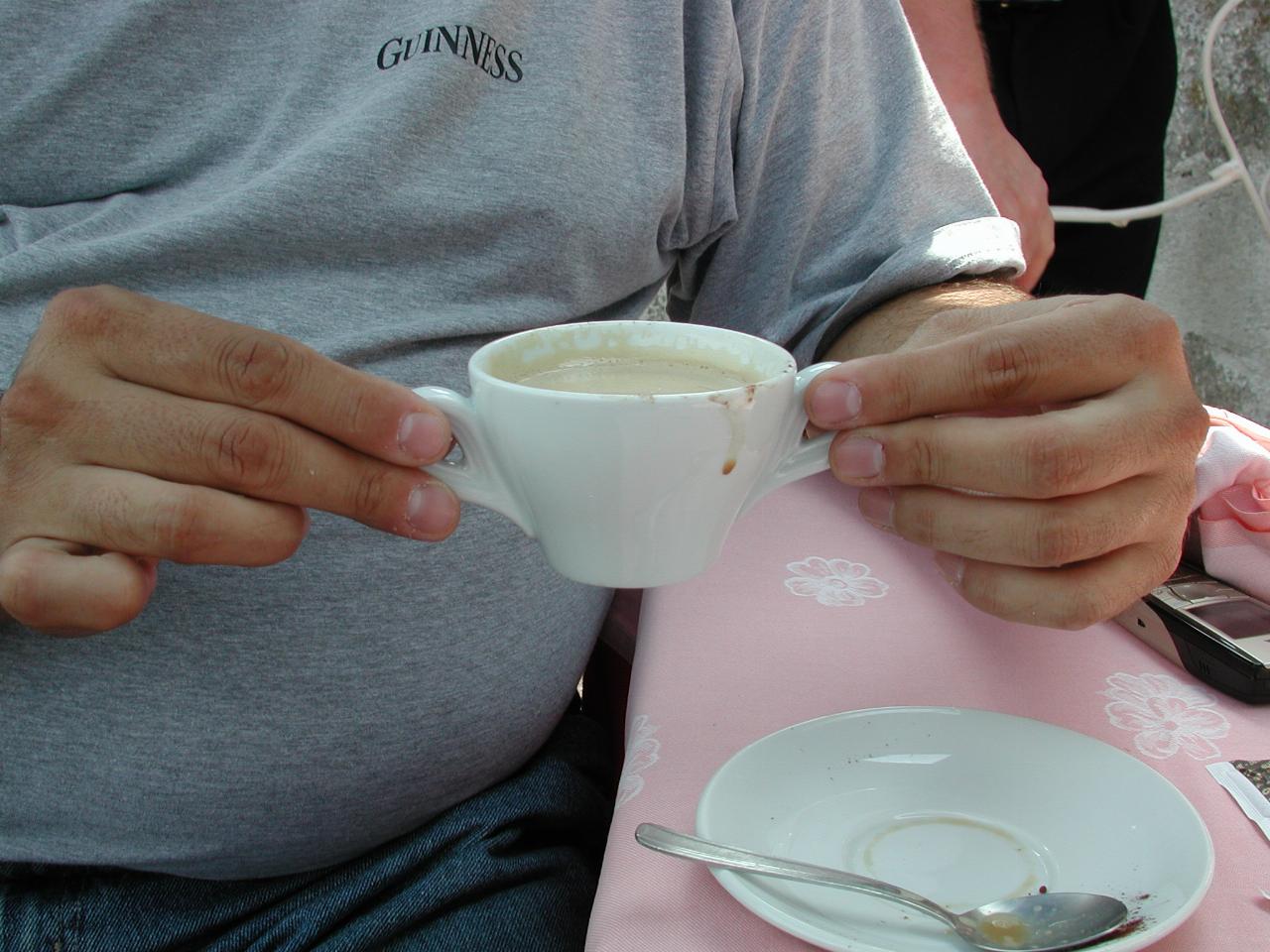 The two handled cup where we had lunch on the shore of Lake Lecco