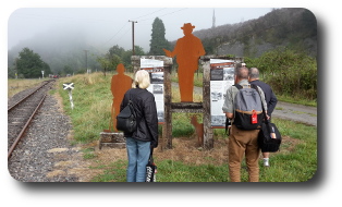 Whangamomona History Boards at train Station