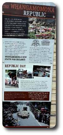Sign describing Whangamomona Republic history