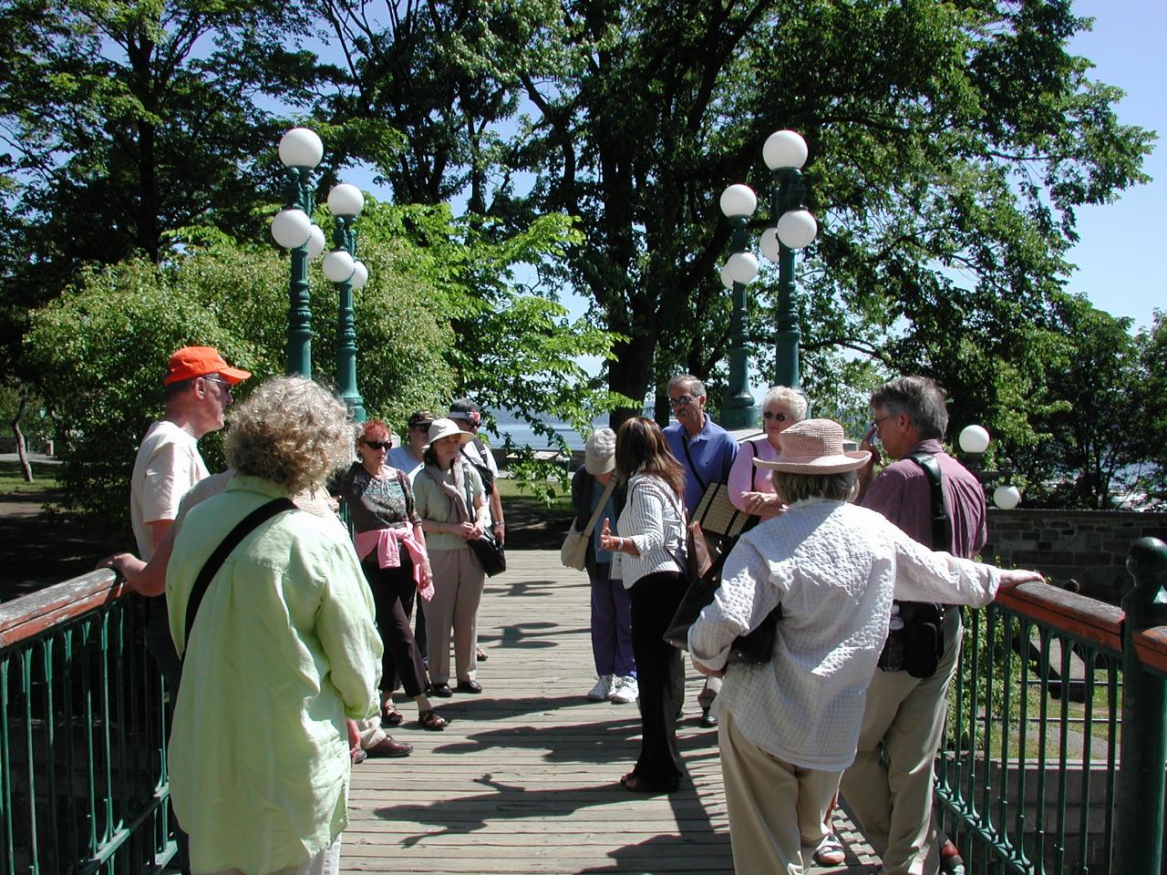 KPLU Tour Group on bridge over 'Côte de la Montagne'; Montmorency Park in background