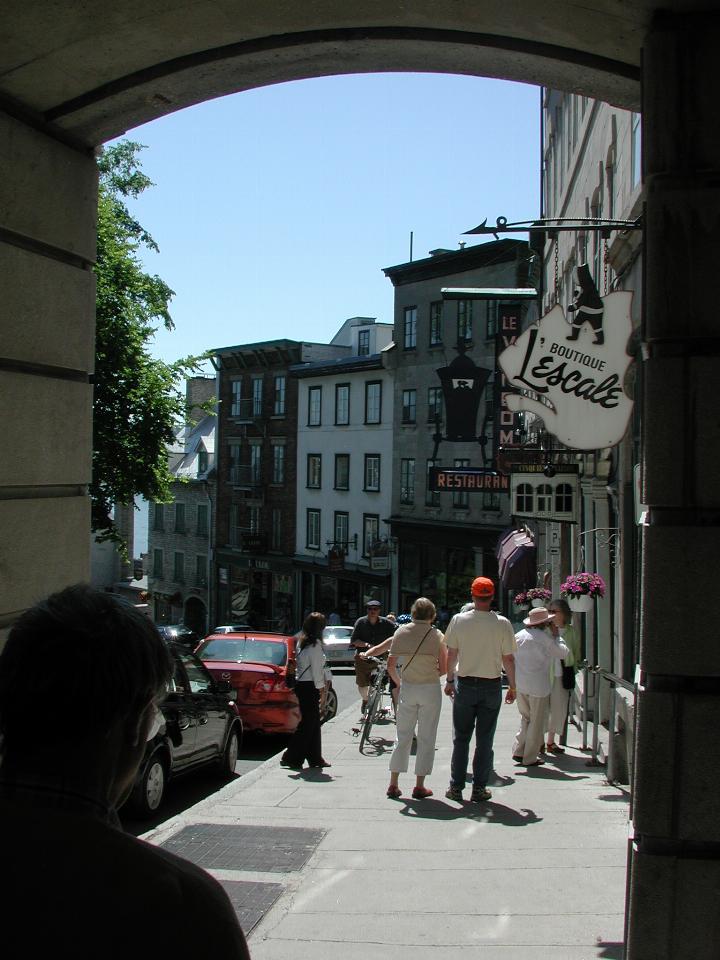 KPLU Tour Group walking down 'Côte de la Montagne' towards lower town