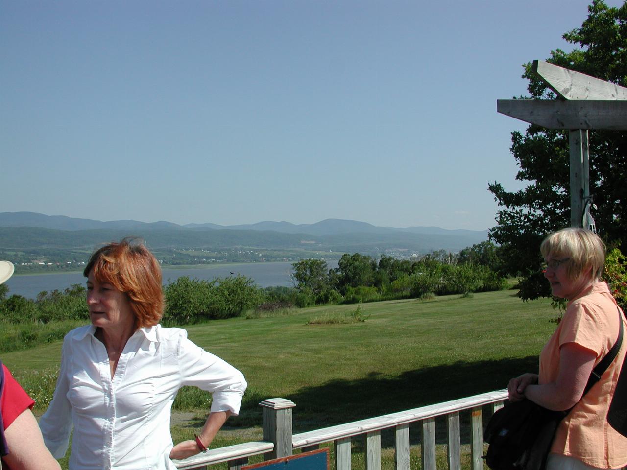Leise (sp?), our tour guide, and minor branch of St. Lawrence River on Île d'Orleans