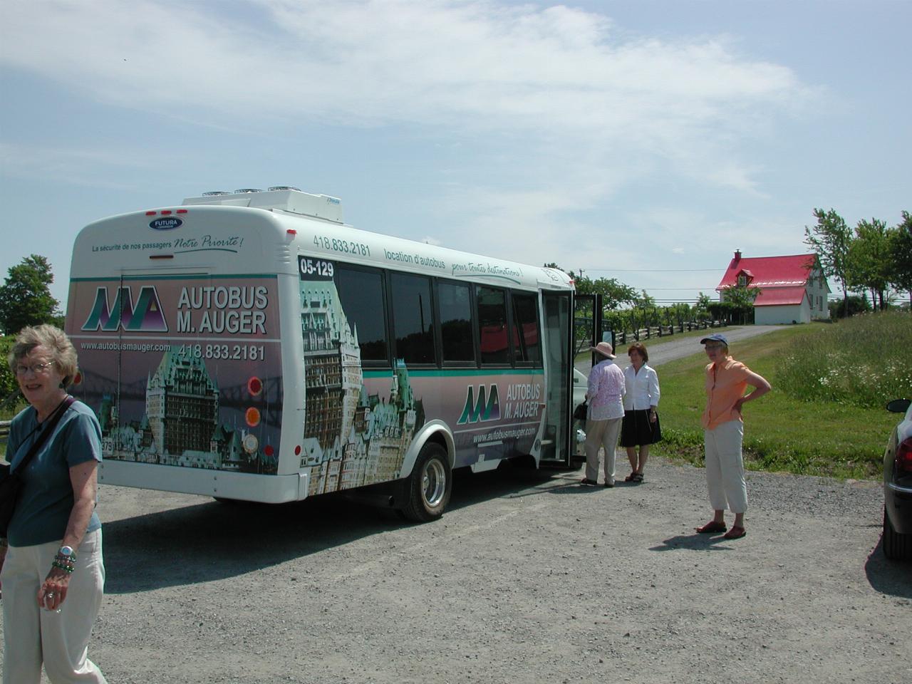 Reboarding our tour bus to head towards lunch