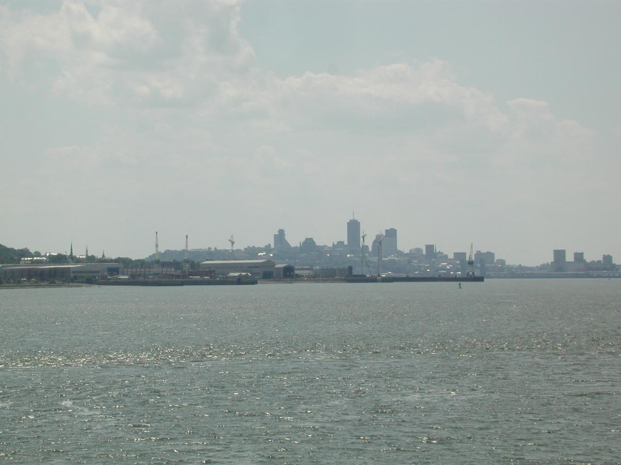 Quebec City, as seen from restaurant's parking lot on Île d'Orleans