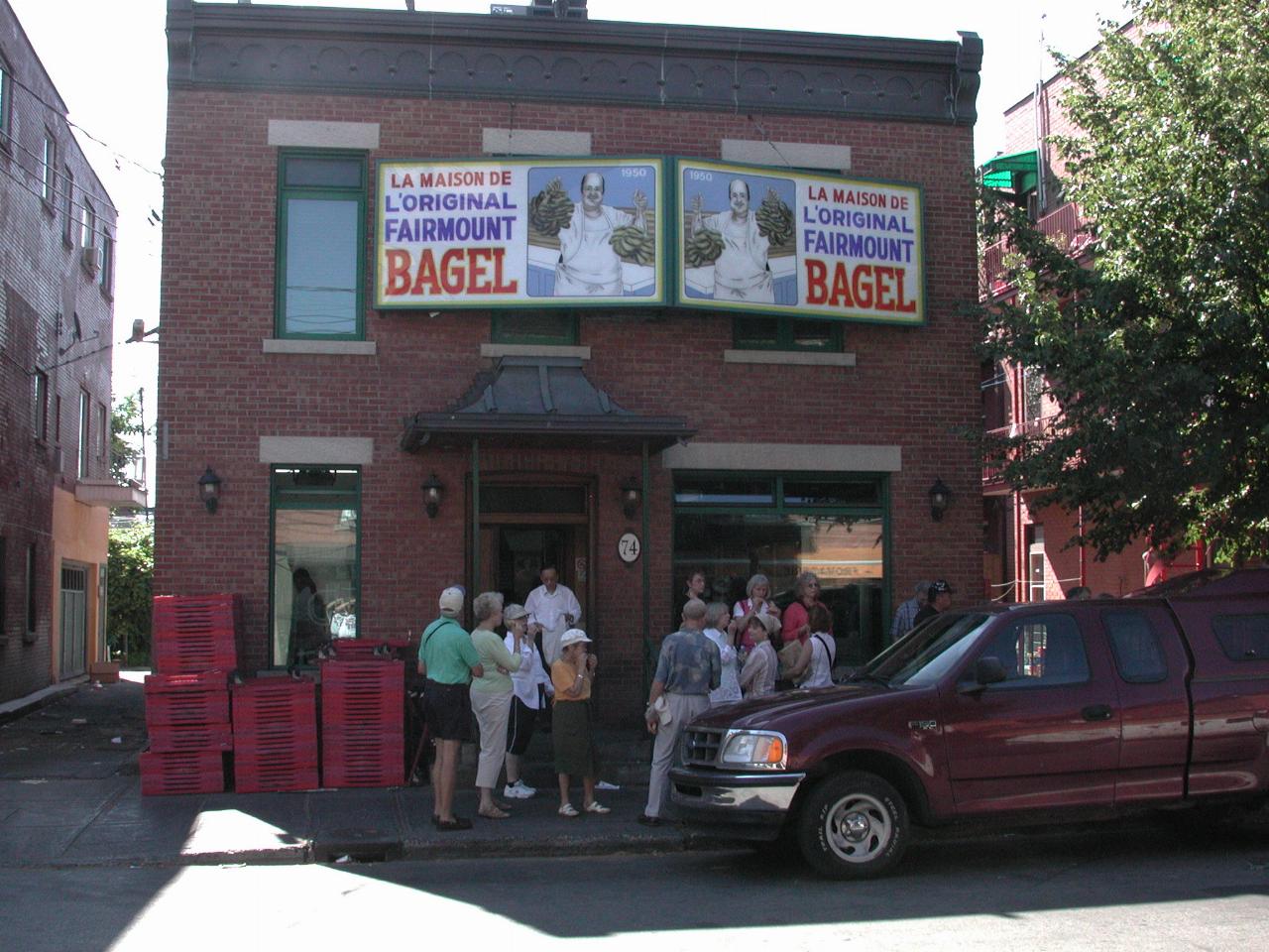 KPLU Tour group enjoying the products of Fairmont Bagel shop