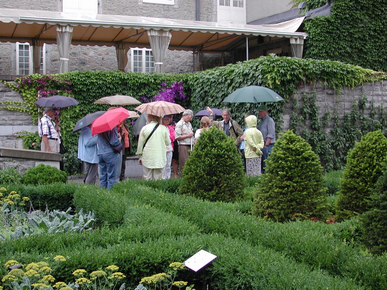 Tour group avoiding the rain