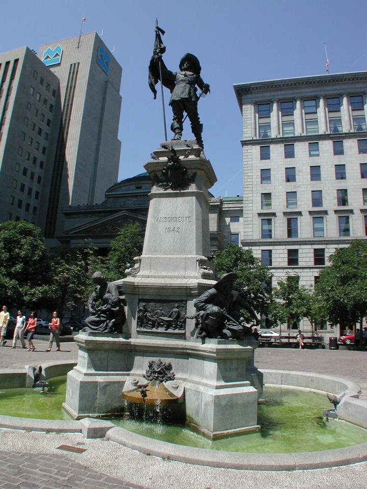 Statue of Maisonneuve in Place d'Armes, opposite Notre Dame Basilica