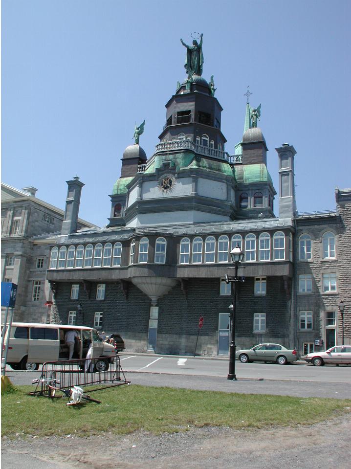 Notre Dame de Bonsecours Chapel, on waterfront, adjacent to Bonsecours Market (on left)