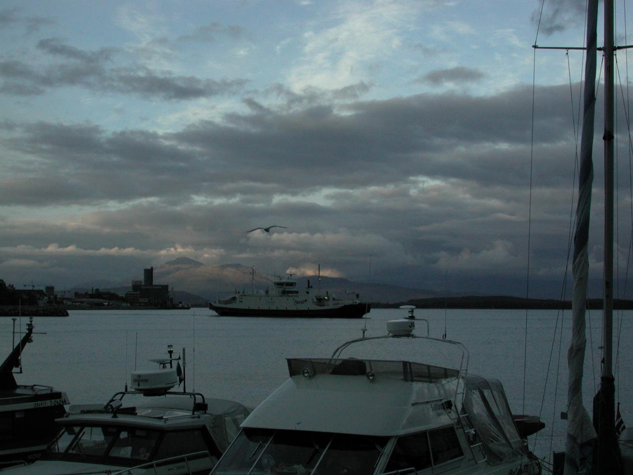 KPLU Viking Jazz: From waterfront,  looking up-river on Fannefjorden, with sunny patches